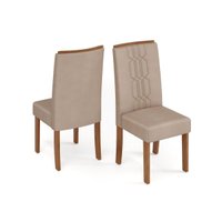Kit 2 Cadeiras Sala Jantar Zoe 2 Un Cedro/Suede Creme - DJ Móveis