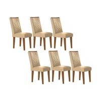 Kit 6 Cadeiras Sala Jantar Jade 6 Un Capuccino/Linho Bege Turim - Rufato