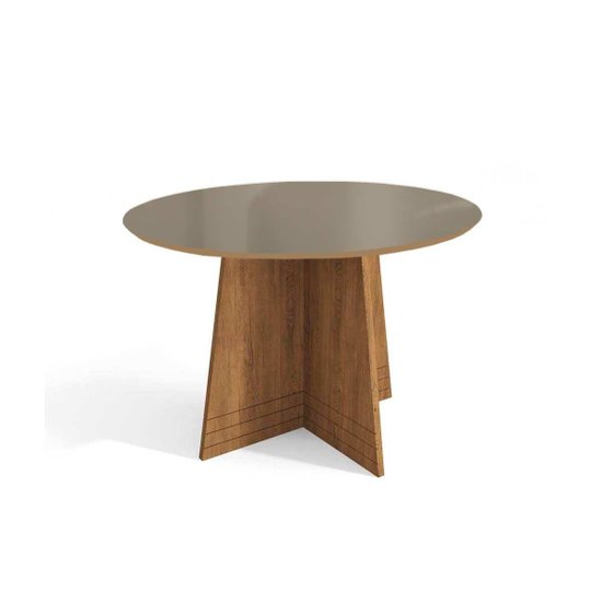 Mesa Multiuso Cozinha Lótus c/ Tampo Madeirado c/ Vidro 105x105cm Freijo/Bronze - Kappesberg