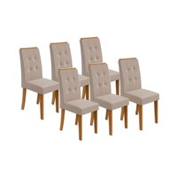 Kit 6 Cadeiras de Cozinha Celebrare 6 Un Amêndoa/Suede Creme - Lopas