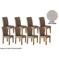 Kit 8 Cadeiras Sala Jantar Jade 8 Un Imbuia-Capuccino/Linho Bege Turim - Rufato