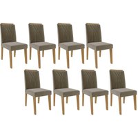 Kit 8 Cadeiras Sala Jantar Nicole 8 Un Nature/Suede Nude Bege - Cimol
