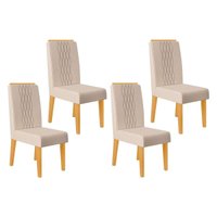 Kit 4 Cadeiras Sala Jantar Lia 4 un Cedro/Linho Neve - DJ Móveis