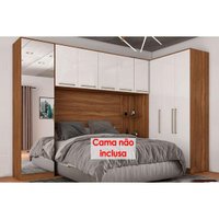 Quarto Modulado Casal Irlanda 6 Peças (3 Armários + 1 Ponte Aérea + 2 Complementos) QCM160 Amendola/Branco - Demóbile