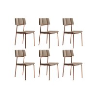 Kit 6 Cadeiras Sala Jantar Lou 1742 6 Uni Rose/Linho Areia - Carraro