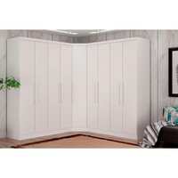 Quarto Completo Modu Rizon/Linea 3 Peças ( 2 Guarda Roupas + 1 Closet Canto Obliquo) QCM105 Branco - Novo Horizonte