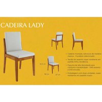Conjunto: Mesa de Cozinha Monalisa c/ Tampo Madeirado c/ Vidro 160cm e 6 Cadeiras Lady Natural - Nesher
