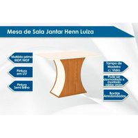 Conjunto: Mesa de Cozinha Luiza c/ Tampo de Vidro 120x80cm e 4 Cadeiras Isa Nature/Off White - Suede Marrom - Henn