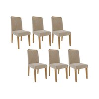 Kit 6 Cadeiras de Cozinha Nicole 6 Un Nature/Suede Nude Bege - Cimol