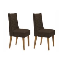 Kit 2 Cadeiras Sala Jantar Dafne 2 Un Madeira Capuccino/Suede Marrom - Rufato