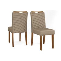Kit 2 Cadeiras Sala Jantar Julia Freijó/Suede Kraft Bege - DJ Móveis