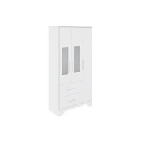 Guarda Roupa 3 Portas Popy Retrô c/ (2 c/ PETG) e 2 Gavetas Branco - Peroba