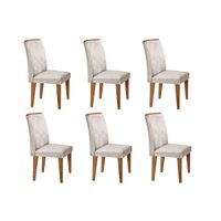 Kit 6 Cadeiras de Cozinha Lunara 6 Un Imbuia/Suede Creme - Rufato