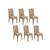 Kit 4 Cadeiras de Cozinha Apogeu 6 Un Amêndoa/Suede Creme - Lopas