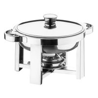 Rechaud Redondo Aço Inox 1,5L com Tampa e Queimador Buffet Restaurante Hotel Zanella
