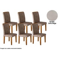 Kit 6 Cadeiras Sala Jantar Jade 6 Un Imbuia-Capuccino/Linho Bege Turim - Rufato