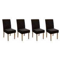 Kit 4 Cadeiras Sala Jantar 2CAD149FR 4 Un Freijo Assento/Encosto Preto - Kappesberg