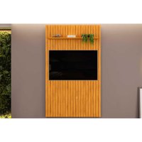 Painel Quarto p/ TV até 55 Pol Pratic Ripado c/ 1 Prateleira 143x240cm Cedro - DJ Móveis