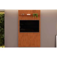 Painel Quarto p/ TV até 55 Pol Pratic Ripado c/ 1 Prateleira 143x240cm Freijo - DJ Móveis