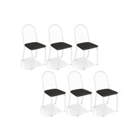 Kit 6 Cadeiras de Cozinha Noruega 2C077 6 Un Branco Fosco/Preto 110 - Kappesberg