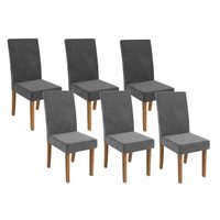 Kit 6 Cadeiras Sala Jantar 2CAD131NG 6 Un Nogueira/Linho Cinza A056 - Kappesberg