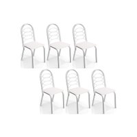 Kit 6 Cadeiras Sala Jantar Holanda C009 6 Un Cromada/Branco 106 - Kappesberg