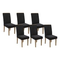 Kit 6 Cadeiras Sala Jantar 2CAD142NG 6 Un Nogueira/Suede Preto A038 - Kappesberg