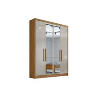Guarda Roupa Casal 4 Portas (2 c/ Espelho) e 3 Gavetas Moderni/Sevilha Cumaru/Fendi - Novo Horizonte