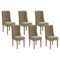 Kit 6 Cadeiras Sala Jantar 2CAD158NG 6 Un Nogueira/Suede Bege A036 - Kappesberg