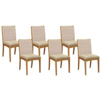 Kit 6 Cadeiras Sala Jantar Lara 6 Un Carvalho/Boucle Bege/Tela Bege - Kappesberg