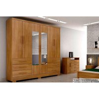 Guarda Roupa Casal 6 Portas (2 c/ Espelho) e 6 Gavetas c/ Pés Encanto/Berlim Cumaru - Novo Horizonte