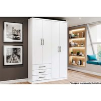 Guarda Roupa Casal 4 portas e 3 Gavetas Caju DA135 Branco - Henn