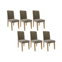Kit 6 Cadeiras Sala Jantar Nicole 6 Un Nature/Suede Joli Chocolate - Cimol