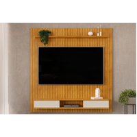Painel Quarto p/ TV até 70 Polegadas Lexus Ripado c/ Prateleira e Nichos179x183cm Cedro/Bali - DJ Móveis