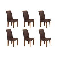 Kit 6 Cadeiras Sala Jantar Lunara 6 Un Imbuia-Capuccino/Suede Capuccino - Rufato