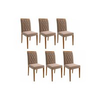 Kit 6 Cadeiras Sala Jantar Juliana 6 Un Madeirado/Suede Joli Capuccino - Cimol