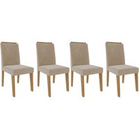 Kit 4 Cadeiras Sala Jantar Nicole 4 Un Madeirado/Suede Nude Bege - Cimol