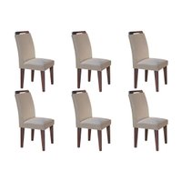 Kit 6 Cadeiras Sala Jantar Athenas 6 Un Cafe/Linho Turim Bege - Rufato