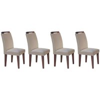 Kit 4 Cadeiras Sala Jantar Athenas 4 Un Cafe/Linho Turim Bege - Rufato
