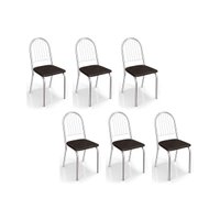 Kit 6 Cadeiras Sala Jantar Noruega C077 6 Un Cromada/Preto 110 - Kappesberg