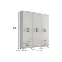 Guarda Roupa Casal 6 Portas e 4 Gavetas c/ Pés Canadá Plus Cinamomo/Off White - Conquista