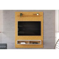 Painel Quarto p/ TV até 55 Pol Aston Ripado c/ 1 Prateleira e 2 Nichos 134x168cm Cedro/Bali - DJ Móveis