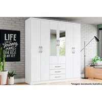 Guarda Roupa Casal 6 Portas (2 c/ Espelho) e 3 Gavetas Caju DA136 Branco - Henn