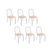 Kit 6 Cadeiras Sala Jantar Noruega C077 6 Un Cromada/Nude 16 - Kappesberg
