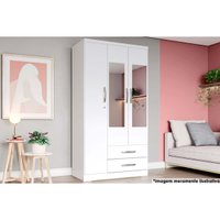 Guarda Roupa Casal 3 Portas (2 c/ Espelho) e 2 Gavetas Açaí DA133 Branco - Henn