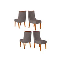 Kit 4 Cadeiras Sala Jantar Jade 4 Un Freijó/Suede Lunar - DJ Móveis