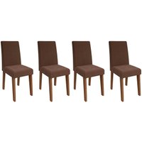 Kit 4 Cadeiras Sala Jantar Milena 4 Un Nature/Suede Joli Chocolate - Cimol