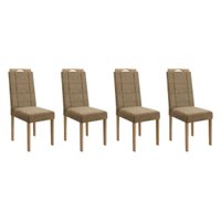 Kit 4 Cadeiras Sala Jantar 2CAD150EA 4 Un Eucalipto/Suede Bege A036 - Kappesberg