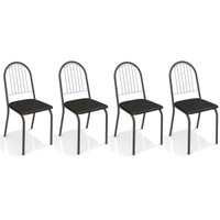 Kit 4 Cadeiras de Cozinha Noruega 2C077 4 Un Preto Fosco/Courano Preto 110 - Kappesberg