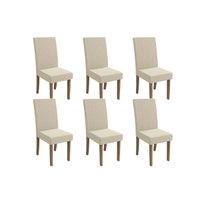 Kit 6 Cadeiras Sala Jantar 2CAD131NG 6 Un Nogueira/Linho Bege A019 - Kappesberg